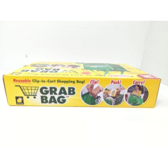 Grab Bag Set of 2 Reusable Shopping Bags Clip to Cart Grocery Pack and Carry - Picture 2 of 5